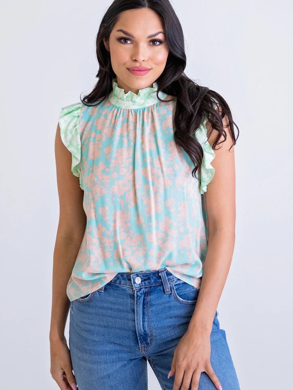 Karlie Mix Floral Ruffle Sleeve